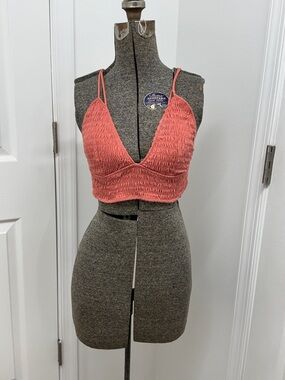 Smocked Coral Bralette Top